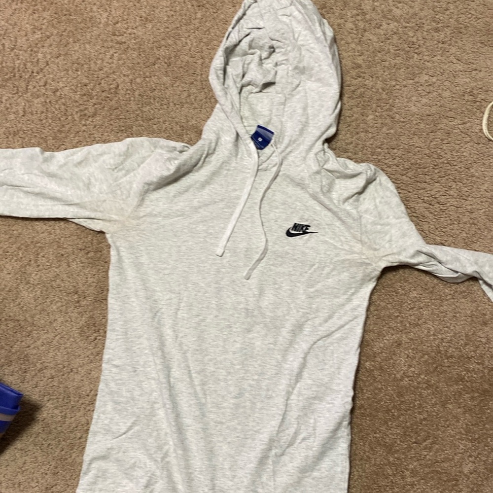 White Nike Long Sleeve shirt with hoodie